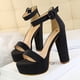 thumbnail image 3 of Zapatos de tacón alto para mujer, gruesos, superdelgados, sexys, para discoteca, con plataforma impermeable, con hebilla de cinturón abierto, 3 of 5