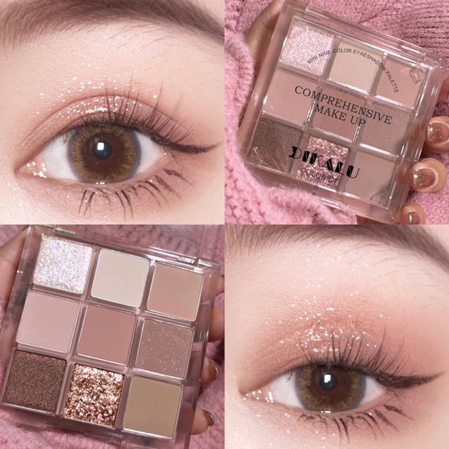 DIKALU Spring And Summer New Eyeshadow Palette Oh Rosy Nine Palace Grid Auto Focus Low Saturation Smoke Powder Rose Plate (DKL-029-4)