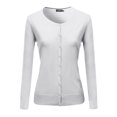 thumbnail image 1 of FashionOutfit Women's Basic Soft Button-down Solid Round Neck Long Sleeve Sweater Cardigan, 1 of 1