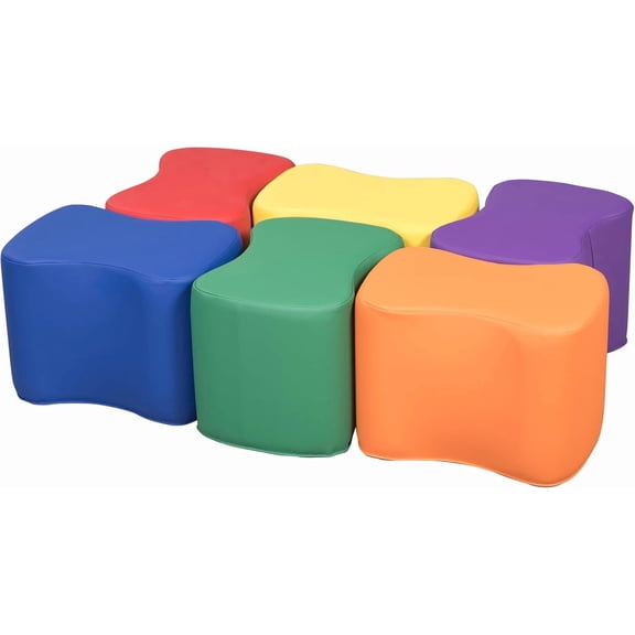 Butterfly Modular Stool Seating Set, Classroom Furniture, Assorted, 6-Piece
