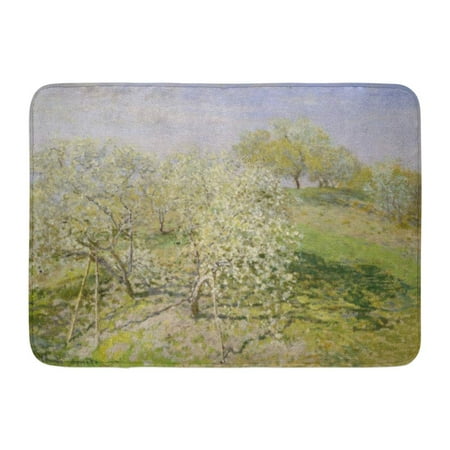 GODPOK Blue Spring by Claude Monet 1873 French Impressionist Painting Oil on Canvas This Work was Near His Green Rug Doormat Bath Mat 23.6x15.7 (Best Work Light For Painting)