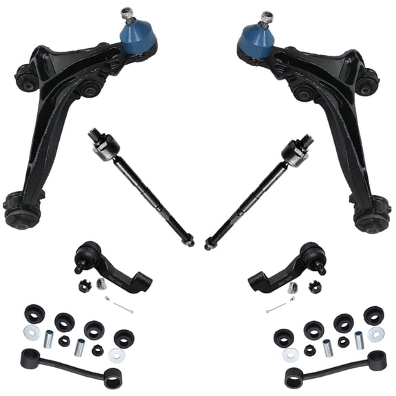 Detroit Axle - Front Lower Control Arm w/ Ball Joint   Tie Rods   Sway Bars for 2008-2011 Dodge Nitro - 8pc Set