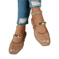 thumbnail image 5 of HTHLVMD Hollow Breathable Casual Footwear, Mesh Mary Jane, Widestep Shoes for Women, Women's Mesh Ballet Flats Fishnet Ballerina Flats Buckle Strap Mary Jane Causal Daily Dress Shoes, Khaki 8, 5 of 6