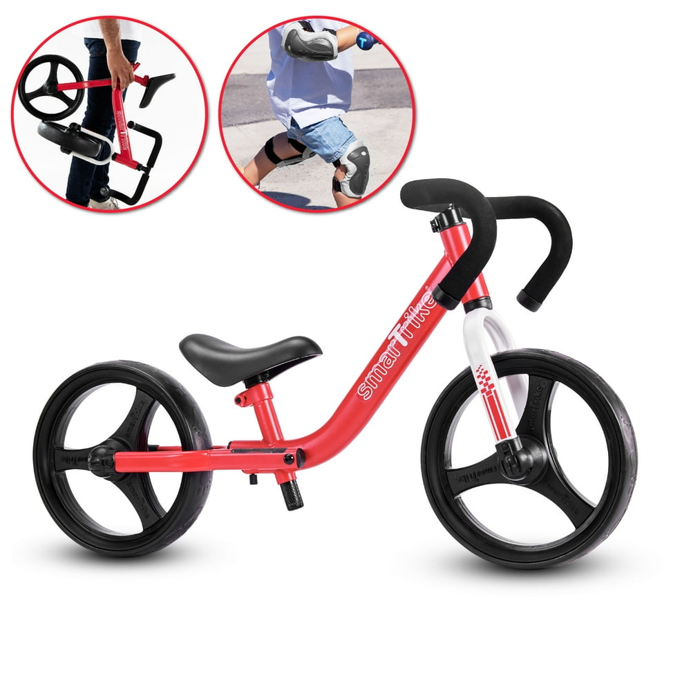 smarTrike Folding Balance Bike, safety gear included, 2 years+ Red