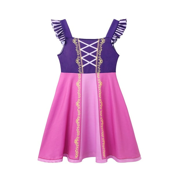 2023 verano bebé niñas Elsa Anna vestido sirena dibujos animados princesa tema vestidos casuales para 2-10 años niños fiesta vacaciones ropa 140 (7-8T) Gao Jinjia LED