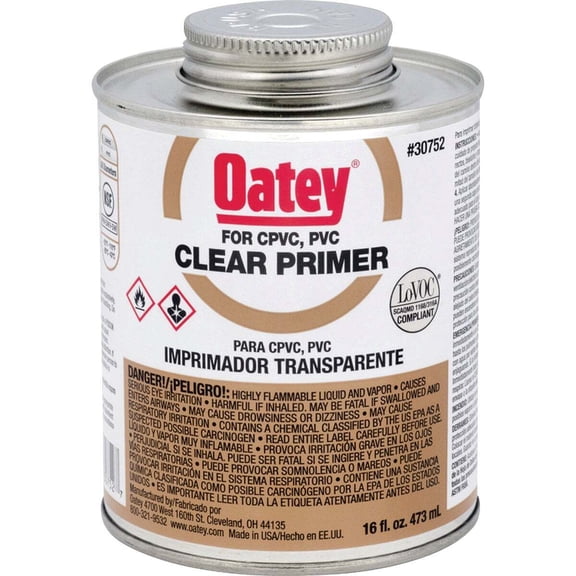 Oatey 30752, Plastic, Clear Primer, 16 oz