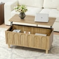 thumbnail image 5 of YOCWO Lift Top Coffee Table with Hidden Compartment & Storage Shelve, Arched Fluted Coffee Table for Living Room, Oak, 5 of 7