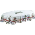 thumbnail image 2 of Christmas Red and Blue Pine Berry Country Holiday 60 x 84 inch Oval Fabric Dining Tablecloth, 2 of 7