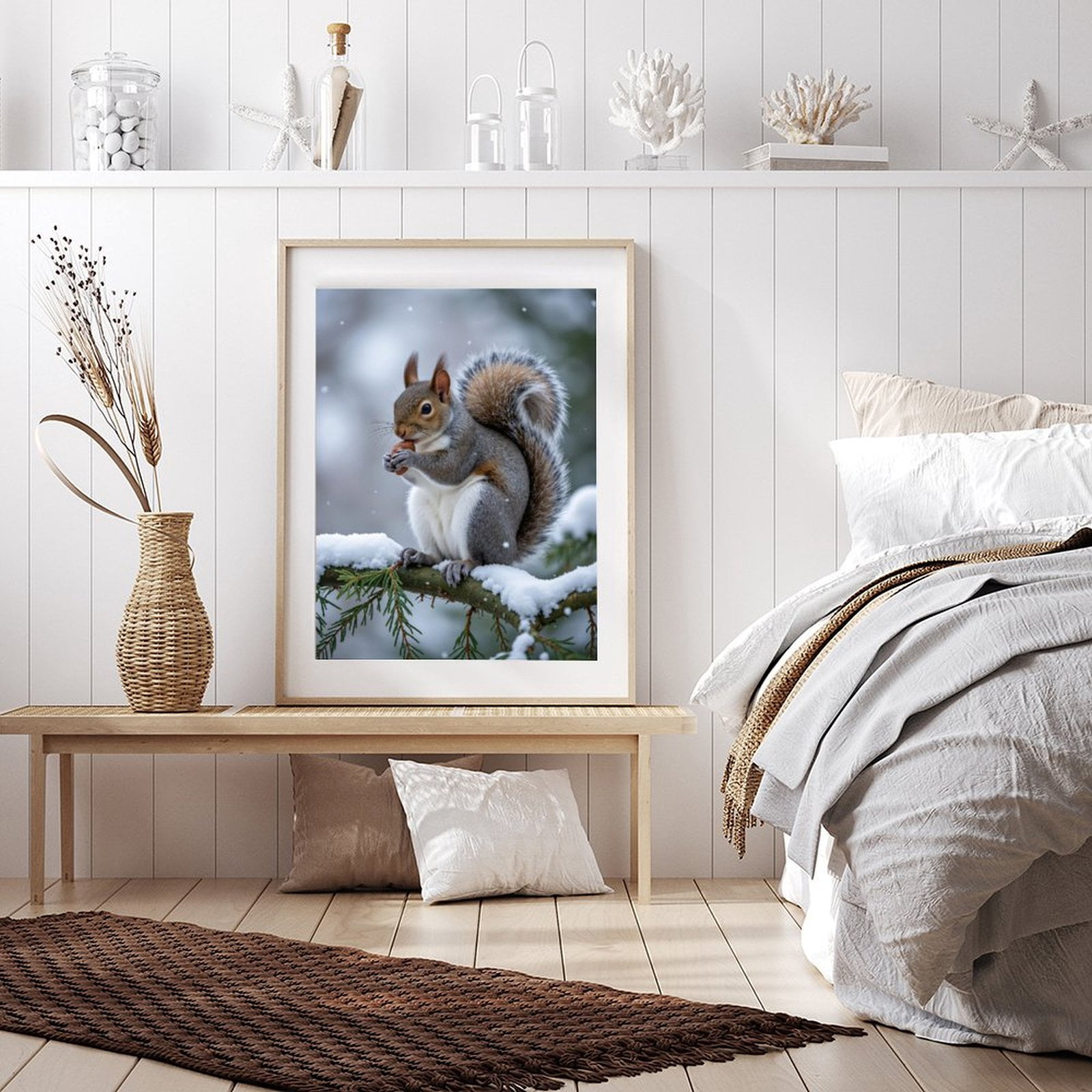 Diamond Art Kit for Adults, Squirrel Winter Snowy Branch Acorn Diamond Painting for Adults Beginners, DIY Diamond Art Painting Kits, 5D Diamond Painting Crafts for Home Decor 12x16 Frameless