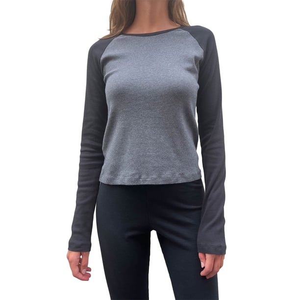 Txlixc Pullover de mujer, cuello redondo de contraste, manga de raglan larga, adecuado para la primavera y el otoño Txlixc moda
