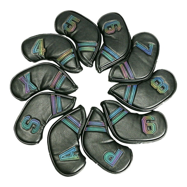 10 palos Golf Iron Headcover Zulema para Golf Club Head Protection 4-9 A P Negro Cubierta de cabeza de hierro de golf