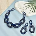 thumbnail image 7 of Bocar Acrylic Chunky Statement Necklace for Women Cube Link Chain Collar Necklace and Hoop Earrings Costome Jewelry Set(NK-10667-Navy Blue), 7 of 7