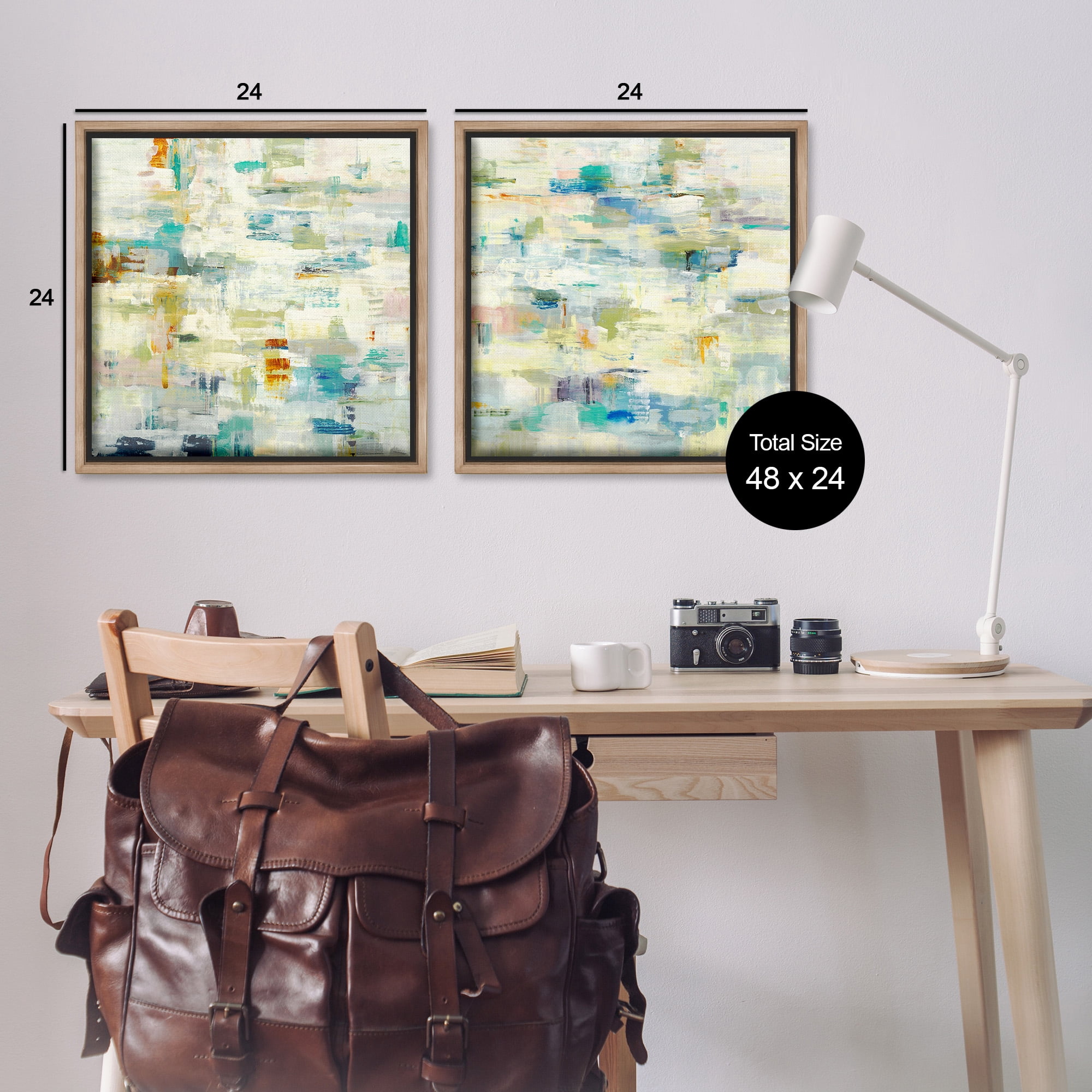 Stupell Industries Complex Patterned Abstraction Abstract Painting Brown Floater Framed Canvas Art Print Wall Art, 25 x 25, Set of 2