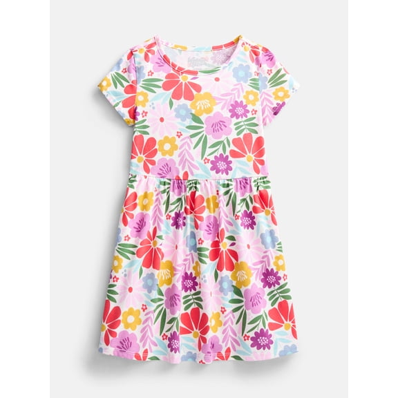 Wonder Nation Girl’s Play Dress with Short Sleeves, Sizes XS-XXL
