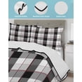 thumbnail image 4 of Quilts Full Size Bedding Set, Black Grey Plaid Lightweight Quilted Comforter, Modern Abstract Ombre Gingham Checkered Soft Reversible Bedspread Coverlet with Pillow Covers for All Season, 78" x 90", 4 of 7