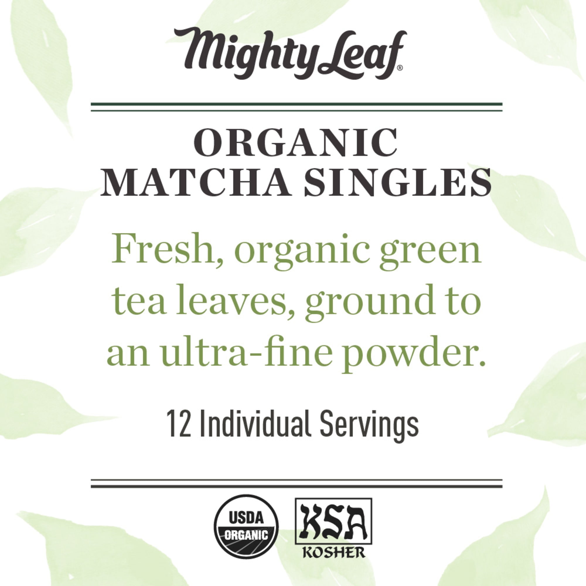 Mighty Leaf Tea Organic Japanese Matcha Green Tea Powdered Tea Mix, On the Go Single Packets, 12 Count