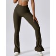 thumbnail image 4 of FITOP Womens Ribbed Flared Leggings Slit Hem High Waist Bootcut Yoga Pants Workout Bootleg Pants, 4 of 6
