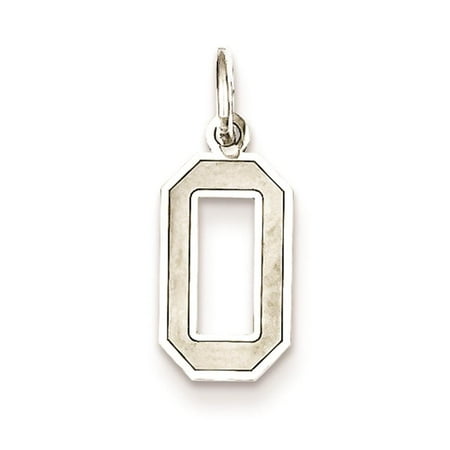 925 Sterling Silver Satin & Polished Small Number 0 Charm Pendant