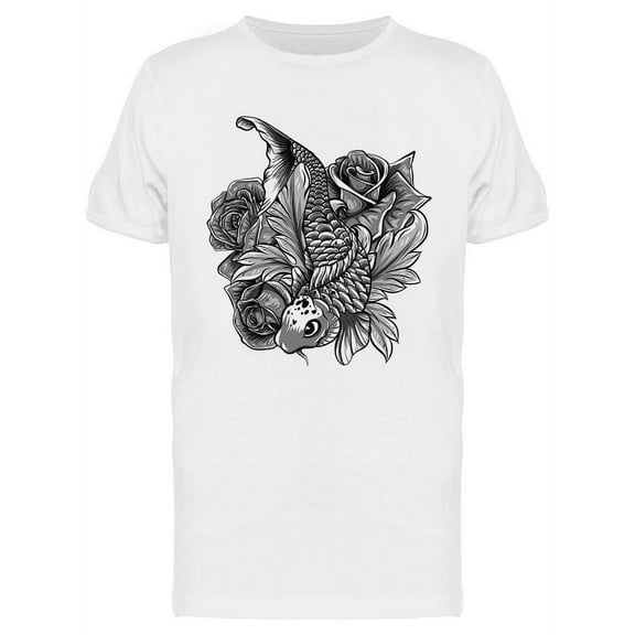 Outline Koi Fish Japanese Tattoo T-Shirt Men -Image by Shutterstock, Male Medium