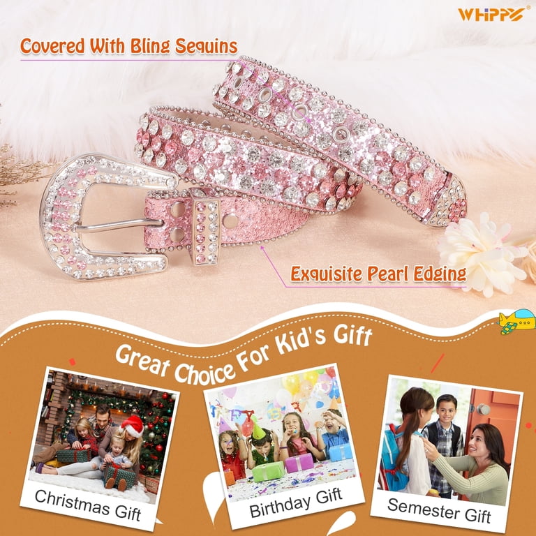 WHIPPY Kids Rhinestone Western Belt for Girls Boys, Studded  display picture 1