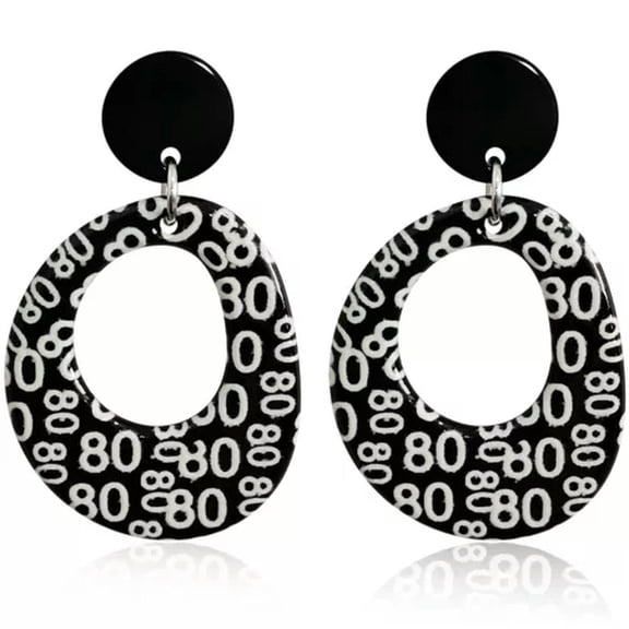 HOOUN Classic Black White Dot Striped Design Personalized Earrings Jewelry-002