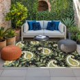 thumbnail image 2 of Black Teal Boho Botanical Outdoor Rug for Patio/Deck/Porch, Non-Slip Large Area Rug 4 x 6 Ft, Southwestern Retro Ethnic Tribal Indoor Outdoor Rugs Washable Area Rugs, Camping Rug Carpet Runner, 2 of 8