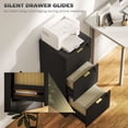 thumbnail image 4 of Lockable 3-Drawer Filing Cabinet with Fluted Fronts and Gold Pulls, Black MDF Mobile File Cabinet with Adjustable Rails for A4 Letter Files, Printer Stand for Home Office, 4 of 7