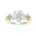 thumbnail image 3 of Sterling silver 925 Hawaiian plumeria flower cz turtle ring 2 tone yellow gold plated size 5.5, 3 of 4