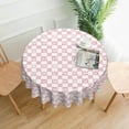thumbnail image 5 of Tablecloth Pink Check Bow Pattern Round 60 x 60 Inch Table Cover Polyester Stain and Wrinkle Resistant Table Cloth for Kitchen Dining Coffee Party, 5 of 5