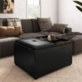 thumbnail image 2 of Avalon Table Basse Ottomane de Rangement 34 Po.W en Cuir Synthétique Noir Minuit, 2 of 7