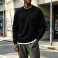 thumbnail image 6 of Men's Crewneck Pullover Sweatshirts Oversized Long Sleeve Zip Pocket Loose Fit Casual Everyday Fall Winter Tops, 6 of 8