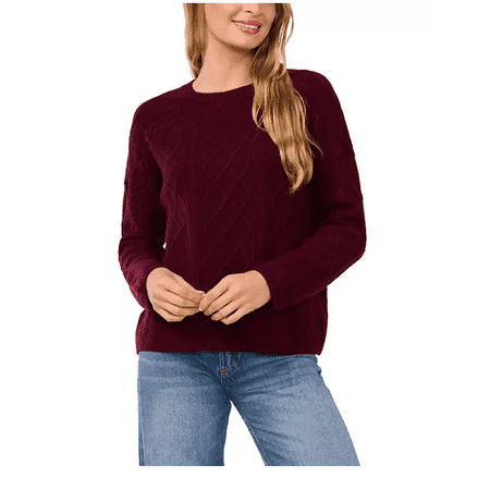 Vince Camuto Women's X-Small Wine Cable Sweater