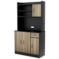 thumbnail image 2 of Demi Bonn Kitchen Storage Cabinet, Buffet Sideboard, 4-Door Freestanding Kitchen Buffet with Hutch and Adjustable Shelves, for Dining Room, Kitchen, Living Room, Black, 2 of 7