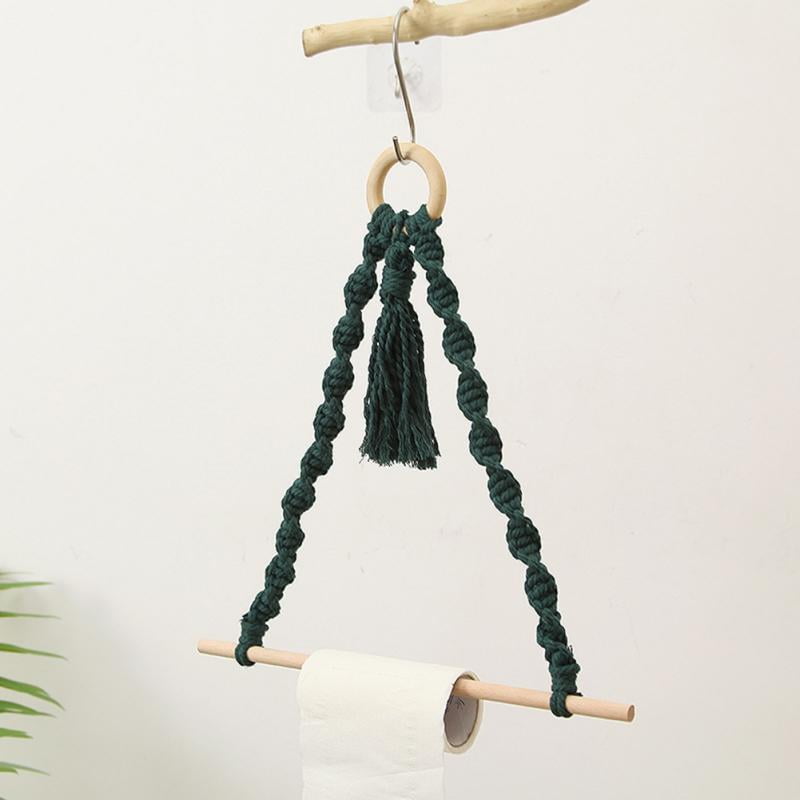 Boho Paper Towel Holder Macrame Paper Towel Hanging for Kitchen