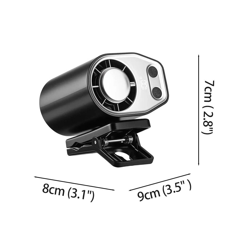 Clip on Fan for Car with LED Display, 360 Rotatable Personal Conditioner, USB Rechargeable Portable Fan with Long Battery Life for Vent, Office Desk, Home & Travel