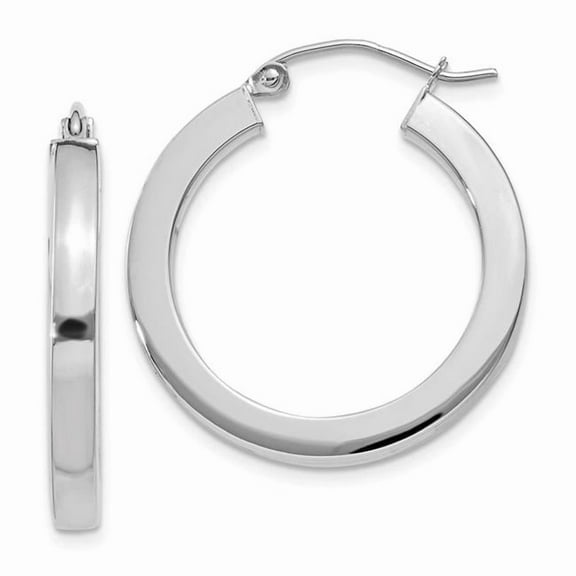 Primal Gold 10 Karat White Gold 3mm Polished Square Tube Hoop Earrings
