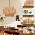 thumbnail image 7 of Lanzxjv 17.7" Rattan Lampshade, Rattan Farmhouse Chandelier Lamp Shade, 3-Tier Hand-Woven Rustic Drum Chandelier Pendant Lampshade for Kitchen Island Bedroom Living Room, 7 of 7