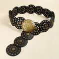 thumbnail image 4 of 1 Pce Ajustée avec Ceinture Large Rétro Creuse Ronde en Tôle de Fer Style Baroco pour Femmes Argent Café 1.0 100cm, 4 of 6