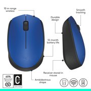 Logitech M170 Wireless Mouse for PC, Mac, Laptop, 2.4 GHz with USB Mini Receiver, Ambidextrous, Blue