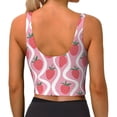 thumbnail image 3 of Haiem Strawberries Pattern Womens Sports Bra - U Neck Padded Low Impact Yoga Bra Workout Crop Top Gym Moisture-Wicking Workout Vest -Large, 3 of 9