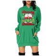 thumbnail image 2 of WEAIXIMIUNG Sweatshirts pour Femmes Décontracté Col Rond Poche Imprimé Verre de Noël Hoodie, 2 of 3