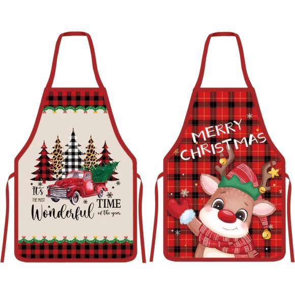 yeuweold Christmas Aprons Santa Claus Kitchen Aprons Personalized Apron Elves Elk Christmas Party Men Women Christmas Eve Decorative Gift for Christmas Party