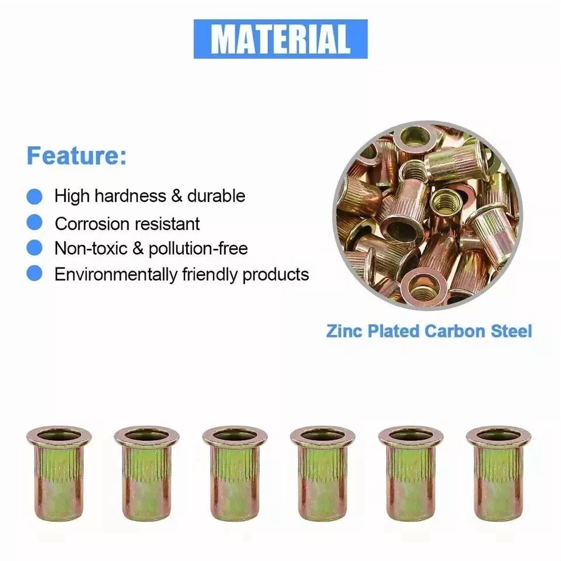CIRCLE- 100 Pcs 5/16-18 Unc Carbon Steel Rivet Nut Flat Head Threaded Insert Nutsert Sae