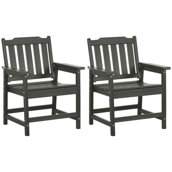 GVN Patio Accent Chair, Outdoor Dining Chairs, 2 Piece All-Weather Patio Chairs, HDPE Patio Dining Chair Set, Heavy Duty Wood-Like Outdoor Furniture, Gray