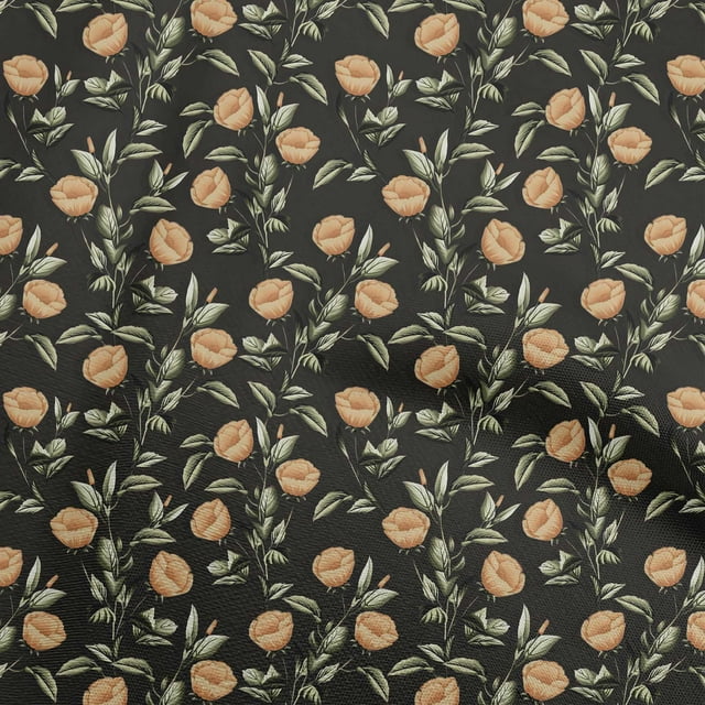 oneOone Viscose Jersey Orange Fabric Floral Retro Sewing Craft Projects Fabric Prints By Yard 60 Inch Wide