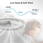 Ceiling Fans with Lights and Remote, 20 Low Profile Ceiling Fans, 3000-6000K Dimmable Modern Flush Mount LED Fan Light, Fandelier Ceiling Fan for Bedroom, Kitchen, Living Room, White