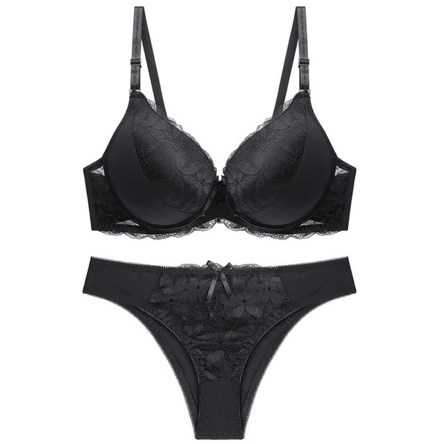 DPTALR Women Sexy Lace Solid Underwear Pajamas Embroidered Ladies Steel Rings Intimates Set