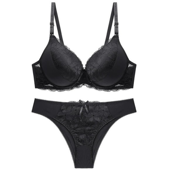DPTALR Women Sexy Lace Solid Underwear Pajamas Embroidered Ladies Steel Rings Intimates Set