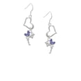 thumbnail image 2 of Delight Jewelry Silvertone Small Fairy with Purple Wings Open Heart French Earrings, 2 of 4