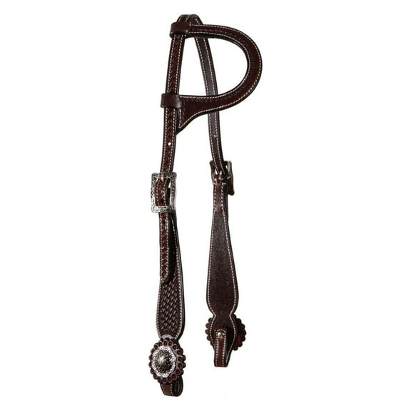Schneiders Double S Teardrop Basketweave One Ear Headstall | Color Dark | Size Full Horse